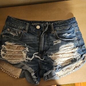 American Eagle Outfitters Ripped Blue Jean Shorts